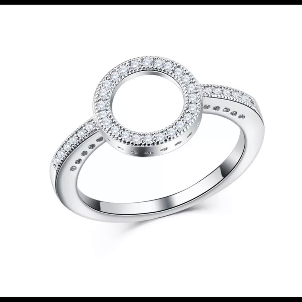 New Sterling Silver Halo Ring/ Moon Ring